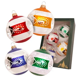 Krebs Glas Lauscha Weihnachtskugeln Set Reflex Silberfarbig 7cm