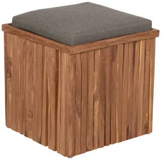 deVries Universalbox WOODIE Teakholz Aufbewahrungsbox Inkl. Sitzkissen 45x45x50cm