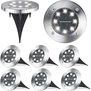 Tianpeng 8x LED Solarlampe Bodeneinbaustrahler Solar Bodenleuchte Bodenlampe Außen 8Leds,Kaltweiß