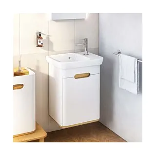 Vitra Sento Waschtisch-Unterschrank 60779 50 x 37 x 66,5 cm, Weiß Matt, Dekor, mit Handwaschbecken, Türanschlag links