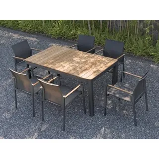 Zebra Gartenmöbel-Set Bee, 6 Sessel und ein Teak-Tisch 160x90cm