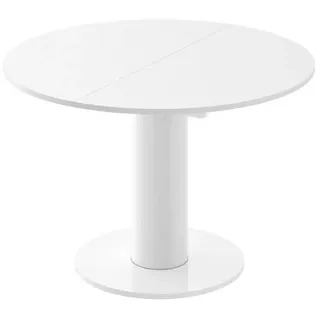 designimpex Esstisch Design HES-111 Tisch rund oval Hochglanz ausziehbar 100-148cm weiß