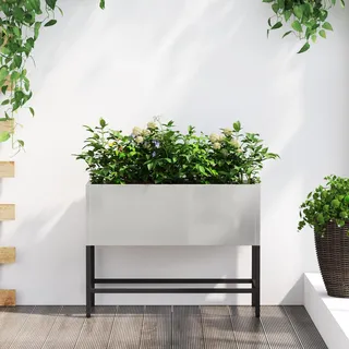 Rechteckiger Edelstahl Blumenkübel Pflanzkübel Modern Balkon Wohnzimmer Innen Außen Brushed Oberfläche Langlebig Wetterfest Minimalistisch Design Pflanzgefäß Pflanztrog