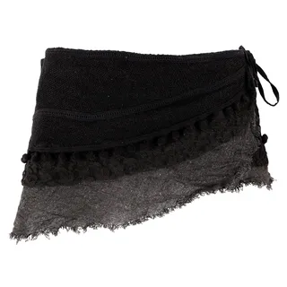 GURU SHOP Goa Cacheur mit Spitze, Minirock, Wickelrock, Damen | 100% Baumwolle, individuelle Weitenanpassung, ideal für Frühling-Sommer, handgefertigt, mit Tasche - 36