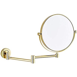 WJHCDDA Kosmetikspiegel 8-Zoll-Bad Make-up Spiegel, an der Wand befestigten Messingvergrößerungsdoppel Einstellbare Vanity Rasieren Ausziehbare 360 ​​° Swivel Gold, 10X-seitig (Size : 10X)