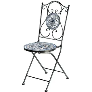 Kobolo Gartenstuhl 39 x 39 x 92 cm weiß-blau klappbar