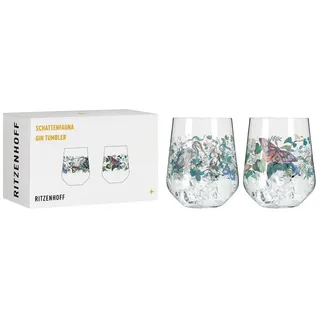 Ritzenhoff Glas Ritzenhoff Schattenfauna Gin Tumbler #7 #8 C. Mcallister H25 2er Set, Kristallglas bunt|weiß