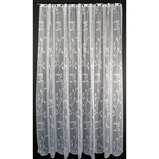 Gardinen Kranzusch Scheibengardine Raffrollo Blätterranke (1 St), Stangendurchzug, transparent, Stablöcher,transparent,verschiedene Höhen, Breiten weiß 217.5 cm x 150 cm