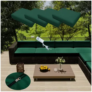 HonunGron 4Pcs Sofa Sitzkissenbezug Wasserdichter Mit Reißverschluss,Outdoor Sitzgruppe Sofasitzbezug Sofakissen-Schonbezüge für Garten,Terrasse Ecksofa Gartengarnitur (55 * 45cm,Dunkel Grün)