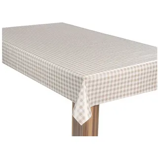 laro Tischdecke Wachstuch-Tischdecke Gartentischdecke Karo Kariert Beige bunt 130 cm x 130 cm