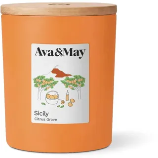 Ava&May Sicily Duftkerze 220g Süss & Pudrig Vegan, 100% pflanzenbasiertes Wachs
