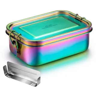 G.a HOMEFAVOR Edelstahl Brotdose Bento Box Auslaufsicher Metall Lunchbox 800ml mit Herausnehmbarer Trennwand Vesperdose, Galvanisierung Regenbogenfarbe Brotzeitdose