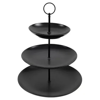 Etagere TOWER, Ø 26 x H 36 cm, Schwarz, 3-stöckig, Porzellan schwarz