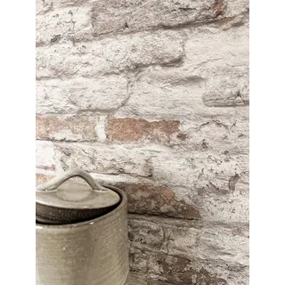 Newroom Vliestapete Gape Tapete Steintapete Stein,Ziegelstein,Klinker, Grau Tapete Modern Stein - Steintapete Steinoptik Rot Hellgrau 3D Optik Industrial Ziegelstein Klinker für Wohnzimmer Schlafzimmer Küche, Steinoptik rot