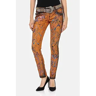 Cipo & Baxx "Jeans", Damen, Gr. 28, Länge 34, orange, 63% Baumwolle, 34% Polyester, 3% Elasthan, unifarben, slim fit lang, Jeans Slim-fit-Jeans, Im 5-Pocket-Style, WD445