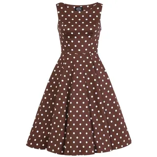 Hearts & Roses London A-Linien-Kleid Cindy Polka Dot Swing Dress Rockabella Vintage Retro braun XL