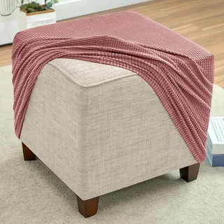 Generisch Hockerbezug Quadratisch 40×40 45×45 50×50 55×55 60×60 80×80 cm, Elastische Hülle für Fußhocker, Sitzhocker, Sofa und Fußbank【Rosa,51x51cm】