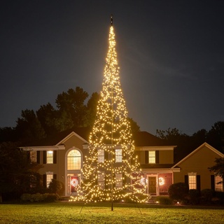Fairybell LED-Weihnachtsbaum für draußen im Fahnenmast - 8 Meter - 1500 LEDs - Warmweiss - Geeignet für vorhandene Fahnenmasten