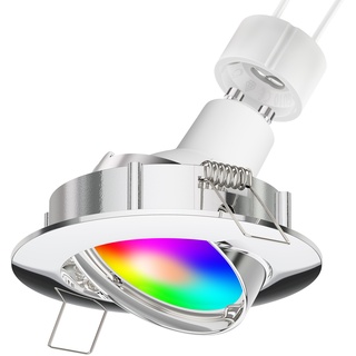 ledscom.de LED Decken-Einbaustrahler CIRC schwenkbar chrom inkl. Smart Home RGBW GU10 LED Lampe, 5,41W, 473lm