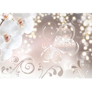 Runa Art Fototapete Blumen Orchidee Modern Vlies Wohnzimmer Schlafzimmer - Made in Germany - 308 x 220 cm Beige 9076010a