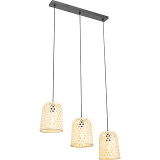 Orientalische Hängelampe Schwarz Mit Bambus 3 Lichter - Rayan