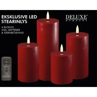 Giftbox Stumpenkerzen LED bordeaux