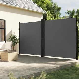 KKHOMEI Seitenmarkise Ausziehbar 220 x 600 cm, Alu-Seitenmarkise, Sichtschutz, Wandmakise, Sonnenschutz, Blickdicht, Seitenrollo, für Balkon, Terrasse, Garten