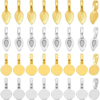 2Stile Klebebügel Anhänger Blatt Rund Schmuck Klemmbügel Kleine Halskettenbügel
