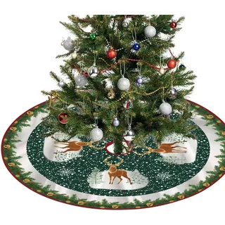 Weihnachtsbaum Rock,90cm Weihnachtsbaumdecke Rund Grün Christbaumdecke Rund Weihnachtsdecke Tannenbaum Mit Elch Schneeflocken Weihnachtsbaum Decke,Christbaum Decke Boden Party Dekor