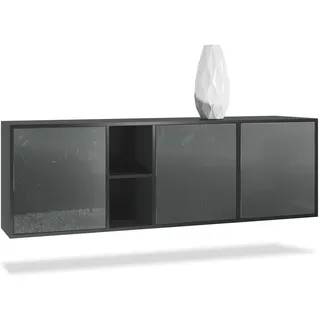 Vladon Cuba 182 x 53 x 35 cm Schwarz matt/Grau Hochglanz