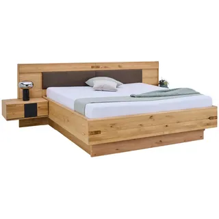 Linea Natura Bettanlage, Anthrazit, Braun, Eiche Bianco, Holz, Glas, Textil, Eiche, teilmassiv, 160x200 cm, in verschiedenen Größen erhältlich,Soft-Close-System, Schlafzimmer, Betten