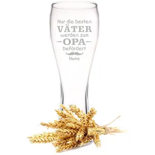 Leonardo Weizenglas mit Gravur - Nur die besten Väter werden zum Opa befördert - Personalisiert mit Namen - Geschenke für Papa zum Vatertag - Geschenk für Ihn Männer zum Geburtstag - 500 ml