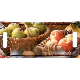Lashuma Geschirrtablett bunt Motiv: Früchte, Rechteckiges Grilltablett Melamin, Größe: 41x19 cm