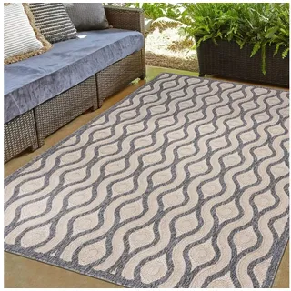 Mazovia Outdoorteppich In- & Outdoor Teppich Wetterfest & UV-beständig Balkon - Beige Grau, 140 x 200 cm, Höhe 6 mm, Kurzflor, Weich, Pflegeleicht, Flachgewebe beige|braun|grau 140 x 200 cm