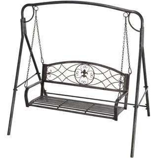 Outsunny Gartenschaukel Schwarz 2-Sitzer