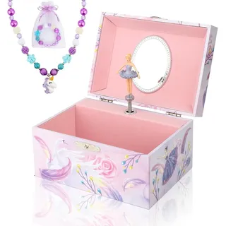 Musikalisches Schmuckkästchen für Mädchen - Einhorn-Set, Ballerina, Musik, Rosa