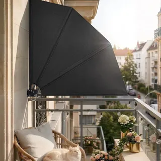 paramondo SkyLine Privacy Balkonfächer, 140 x 140 cm, anthrazit paramondo SkyLine Balkonfächer 140x140 cm anthrazit – Sichtschutz & Sonnenschut... - Grau