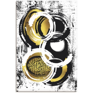 Wandbild ARTLAND "Abstrakte Malerei Nr. 2 gold" Bilder Gr. B/H: 60 cm x 90 cm, Leinwandbild Muster Hochformat, 1 St., goldfarben Kunstdrucke