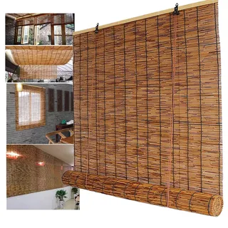 Bambusrollo Aussenbereich,Regenschutz Balkon,Vorhang Outdoor Wasserfest,Vorhänge Bambus Rollo Jalousie,Outdoorvorhänge,Sonnenschutz Außen Sichtschutz,für Terrassen Wintergarten Dachterrasse ( Size : W