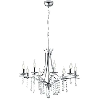Trio Leuchten Kronleuchter Lucerna 101600806, Metall Chrom, Behang Glas klar, exkl. 8x E14