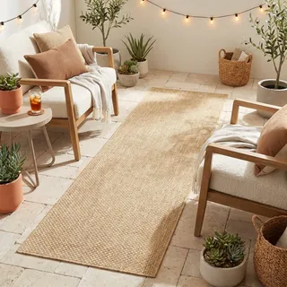 TAPISO Yucana Teppichläufer Outdoor Creme Beige Meliert 80 x 300 cm