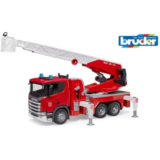 BRUDER - Scania Super 560R Feuerwehr mit Drehleiter, Wasserpumpe und Light + Sound-Modul