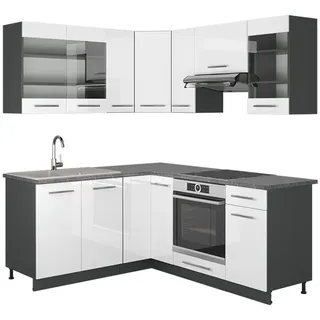 Vicco Winkelküche Fame-Line L-Form 190 cm Weiß Hochglanz