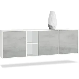 Vladon Sideboard, Hellgrau, Holzwerkstoff, 182x53x35 cm, Wohnzimmer, Kommoden & Sideboards, Sideboards