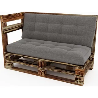 Lermowood Palettenmöbel Mpe Eckbank 120 x 80 cm Geflammt | Europaletten Indoor und Outdoor Lounge Gartenmöbel Holz Gartenmöbel Set Lounge Möbel... - Schwarz
