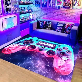 Moderner Gamer-schlafzimmerteppich, 3d-controller-design, Wohnzimmerteppich Für Teenager-jungen, Rutschfeste Graffiti-spielkonsolen-dekoration, 80 X 120 Cm – Neon-sets – 3