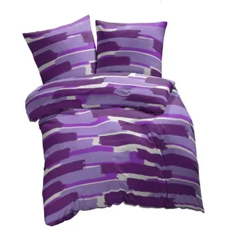 etérea Microfaser Seersucker Bettwäsche - Patchy Streifen - Sommerbettwäsche Set atmungsaktiv und weich, 2 teilig 155x220 + 80x80 cm, Lila
