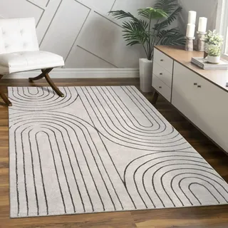 Paco Home Tuana 215 Kurzflorteppich 80 x 150 cm Grau