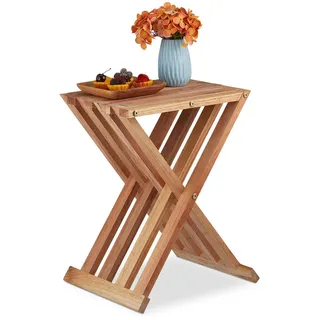 Relaxdays Klapptisch, Hellbraun, Holz, 34x44.5x28 cm, Wohnzimmer, Wohnzimmertische, Beistelltische