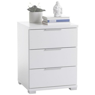 P & B Nachtschrank, Weiß, 3 Schubladen, 61x46 cm, Schlafzimmer, Nachttische